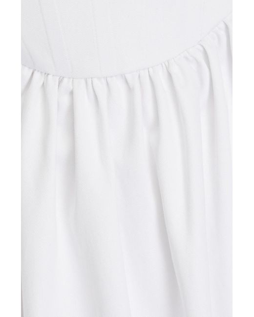 Rosetta Getty White Gathered Cotton-twill Midi Dress