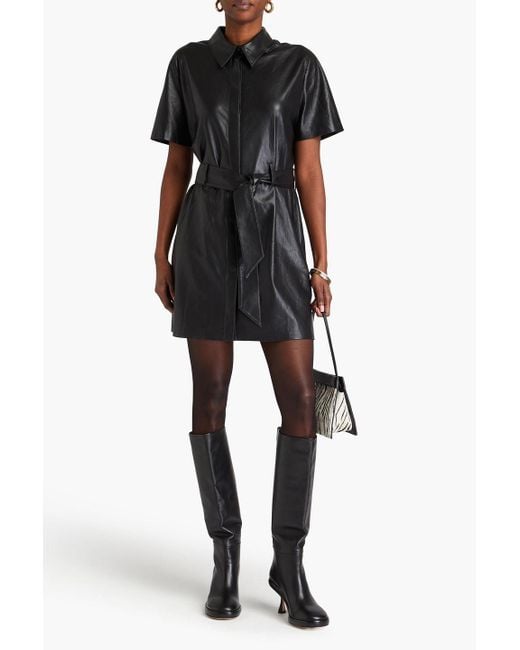 Nanushka Black Belted Mini Shirt Dress