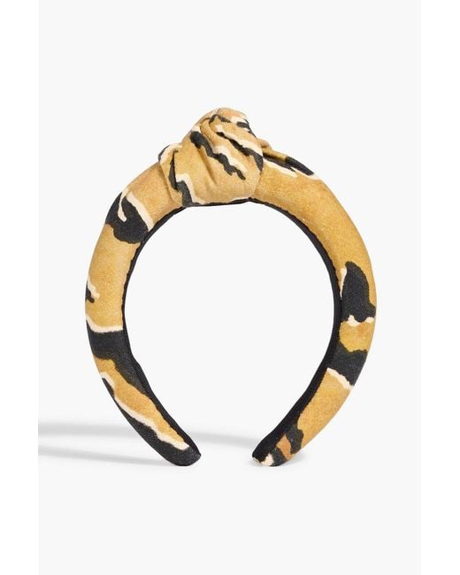 Zimmermann Metallic Knotted Tiger-Print Linen Headband