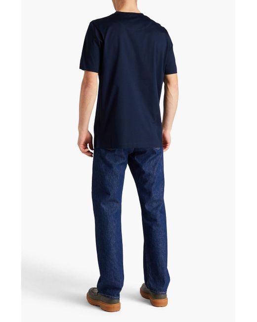 Canali Blue Printed Cotton-jersey T-shirt for men