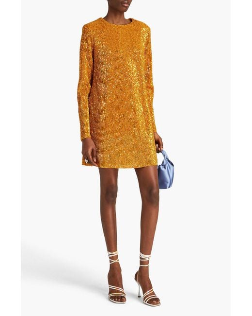 Stine Goya Orange Odis Sequined Knitted Mini Dress