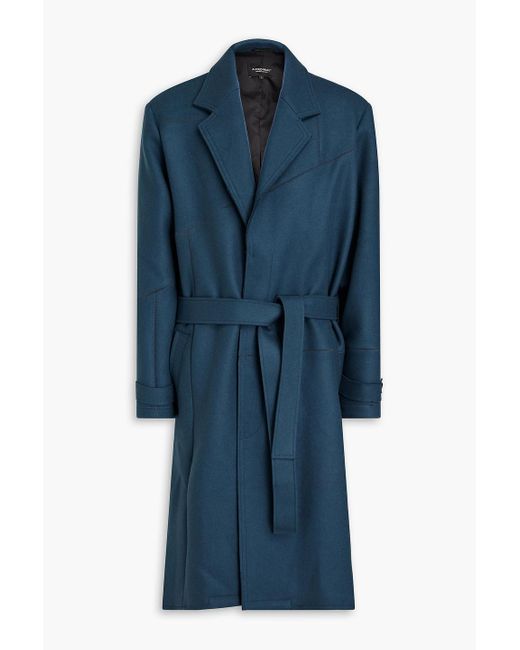 A_COLD_WALL* Belted Wool-felt Coat in Blue for Men | Lyst Canada