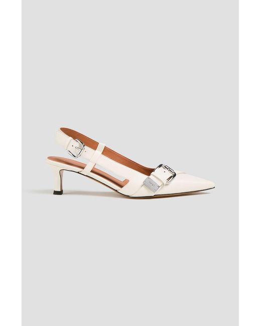 Maje White Leather Slingback Pumps