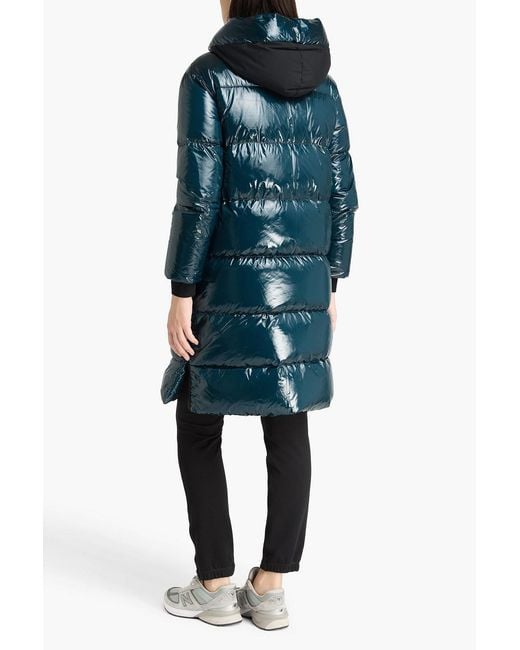 Herno Blue Quilted Shell Hooded Down Coat