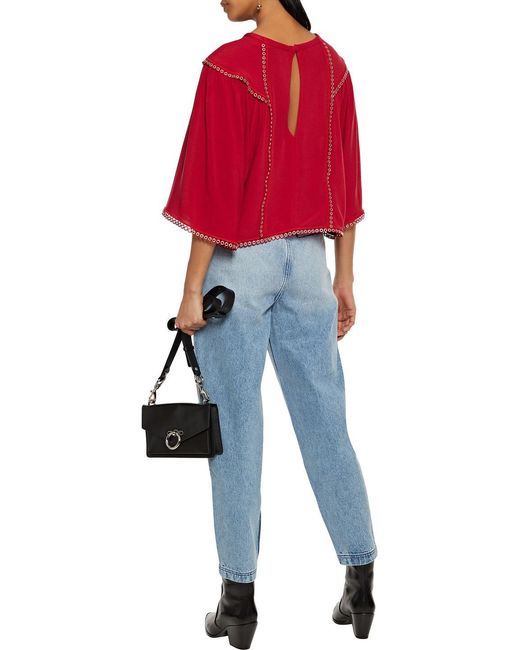 IRO Blue Faded High-rise Tapered Jeans