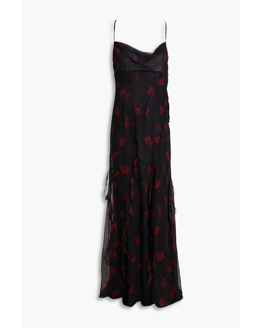 Nicholas Black Ruffled Floral-print Silk-chiffon Gown