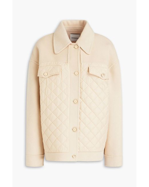 Sandro Natural Aldric Quilted Shell And Wool-felt Jacket