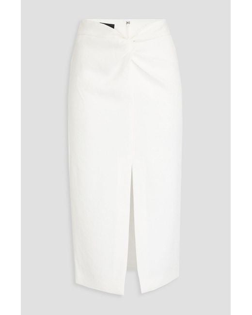 Emporio Armani White Twisted Twill Midi Skirt