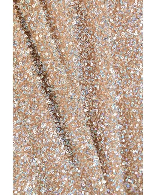 Costarellos Natural Ella Sequined Tulle Maxi Skirt