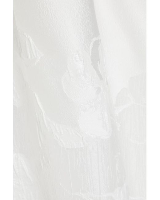 Emporio Armani White Metallic Burnout Satin-crepe Midi Skirt