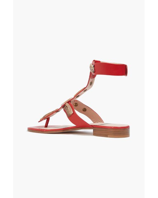 Red(v) Red Sin Appliquéd Leather Sandals
