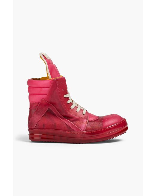 Rick Owens Red Geobasket Quilted Leather High-top Sneakers