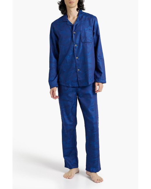 Derek Rose Paris pyjama aus baumwoll-jacquard in Blue für Herren