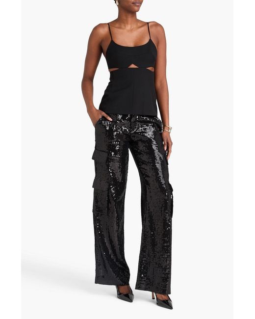 Victoria Beckham Black Cutout Crepe Top