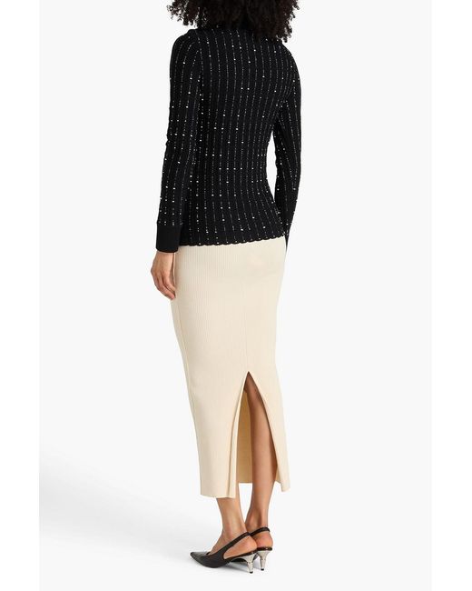Joseph Black Bouclé-knit Mock-neck Sweater