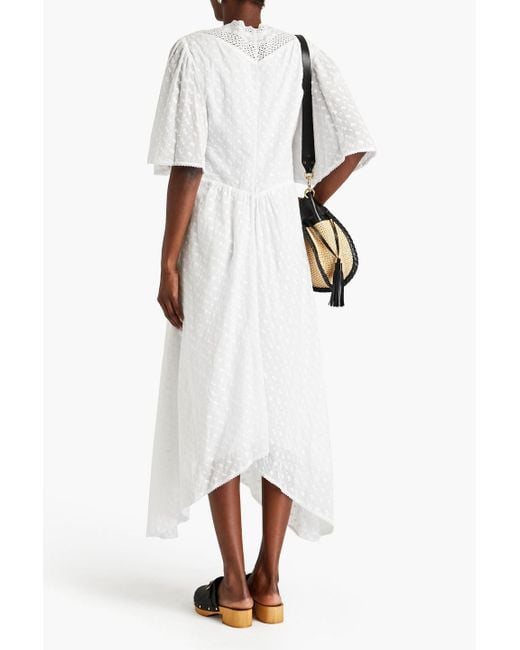 Isabel Marant White Lace-trimmed Broderie Anglaise Cotton Midi Dress