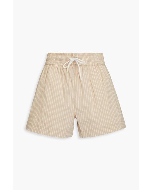 FRAME Natural Striped Cotton-blend Poplin Shorts