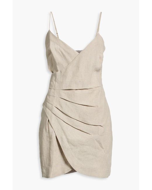 Casa Raki White Tami Wrap-Effect Linen Mini Dress