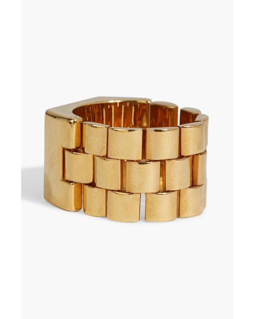 Versace Metallic Gold-tone Enamel Ring for men
