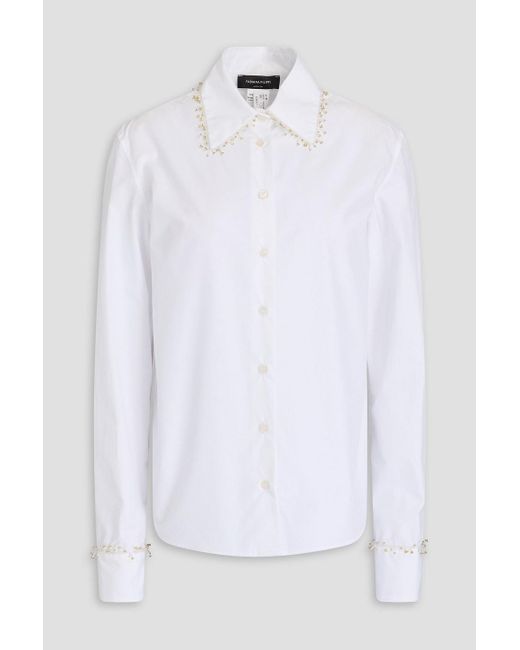 Fabiana Filippi White Bead-Embellished Cotton-Poplin Shirt