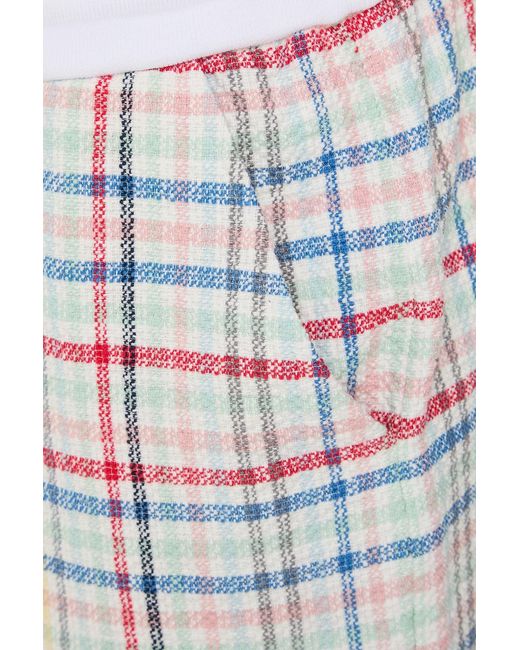 Thom Browne Blue Gingham Cotton-Blend Tweed Shorts for men