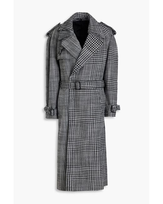 Emporio Armani Gray Belted Prince Of Wales Checked Twill Trench Coat for men