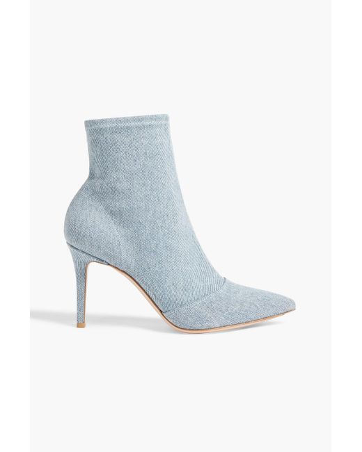 Gianvito Rossi Elite 85 Denim Ankle Boots in Blue | Lyst
