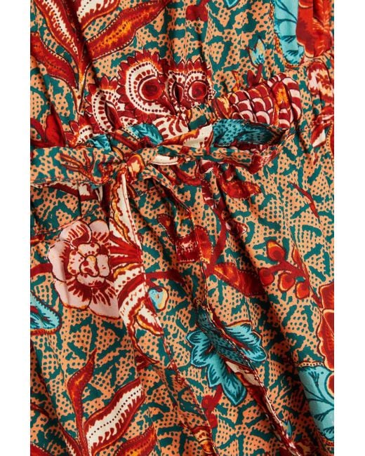 Ulla Johnson Orange Olina Tie Printed Cotton-poplin Midi Dress