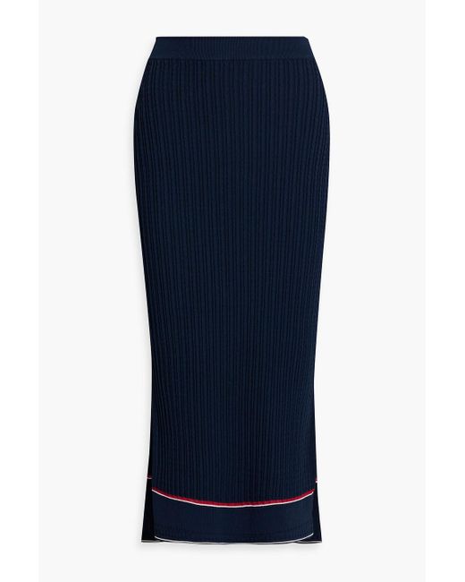 Thom Browne Blue Striped Cable-knit Midi Skirt