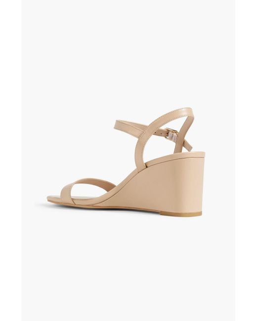 Stuart Weitzman White Dancer 75 Leather Wedge Sandals