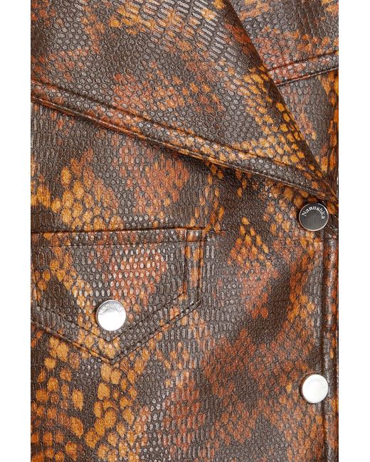Nanushka Brown Snake-print Biker Jacket