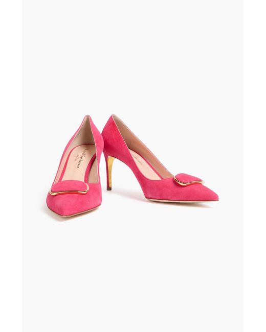Rupert Sanderson Pink New Nada Embellished Suede Pumps