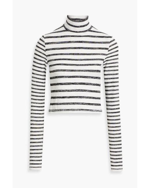Rag & Bone White Striped Stretch-knit Turtleneck Sweater