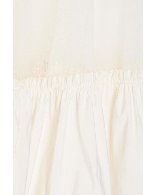Tory Burch Natural Midirock aus taft und tüll aus einer baumwollmischung mit rüschen