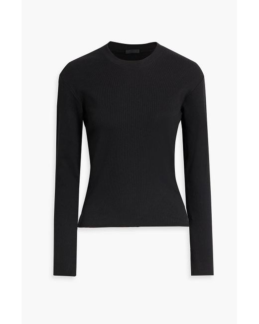 ATM Black Ribbed Cotton-blend Sweater