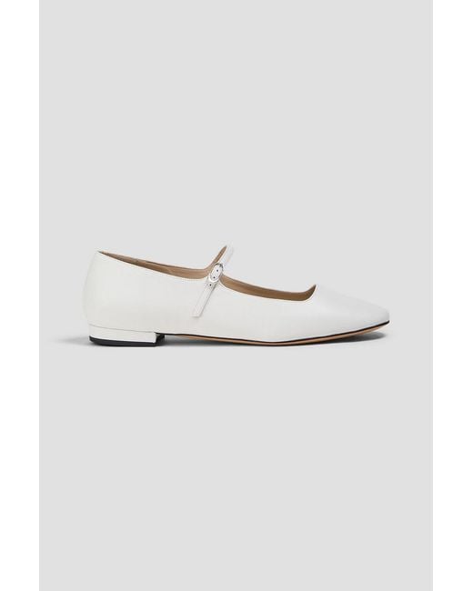 Theory White Leather Mary Jane Flats