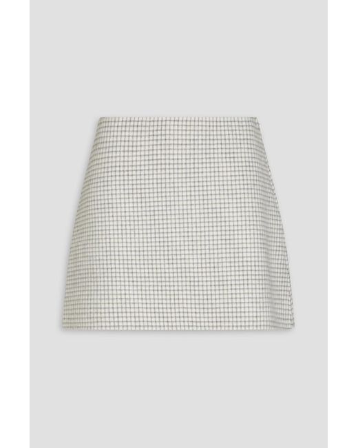 Theory White Gingham Wool-felt Mini Skirt