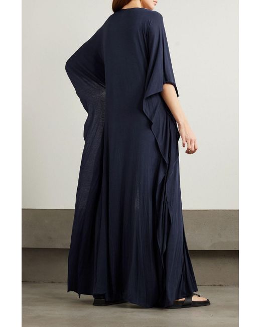 Miguelina Blue Norma Stretch-Jersey Cape And Wrap-Effect Jumpsuit Set