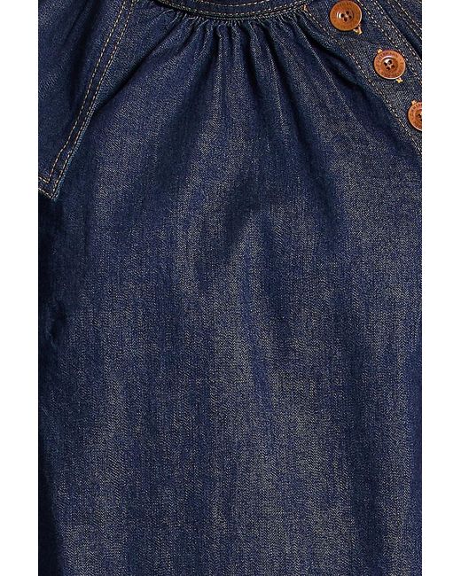 Zimmermann Blue Gathered Denim Blouse