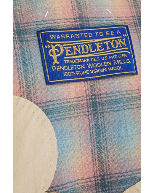 Maison Margiela Natural Pendleton Checked Wool, Shell And Cotton-Blend Bomber Jacket for men