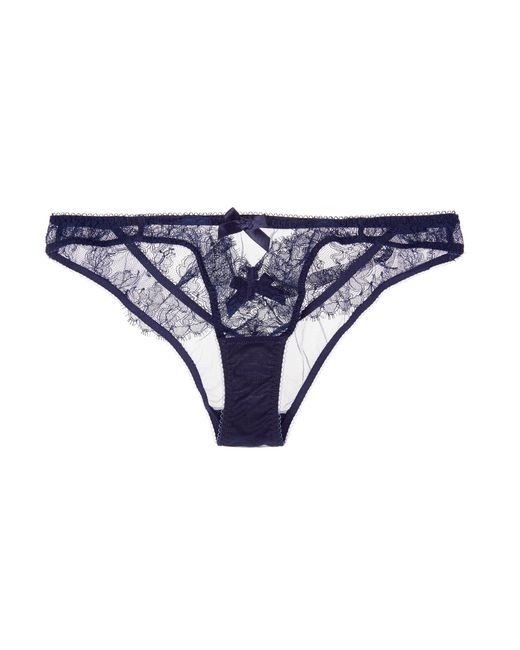 Agent Provocateur Blue Willa Low-rise Leavers Lace And Tulle Briefs