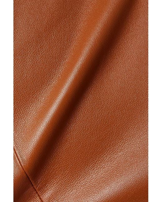 Lafayette 148 New York Brown Greenwich Leather Straight-leg Pants