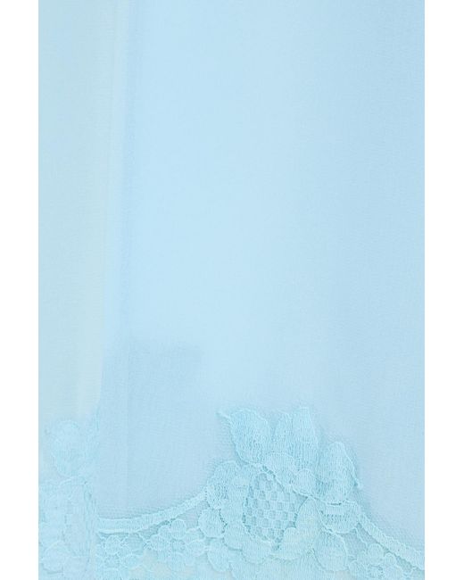 Dolce & Gabbana Blue Embellished Lace-trimmed Silk-blend Crepe De Chine Slip Dress
