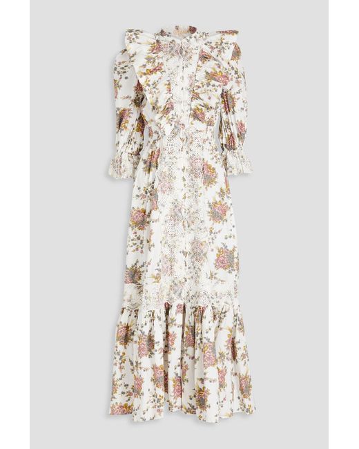 byTiMo Natural Ruffled Floral-print Cotton Maxi Dress