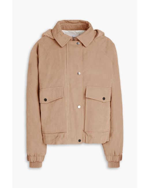 Brunello Cucinelli Natural Bead-embellished Washed Cotton-blend Hooded Jacket