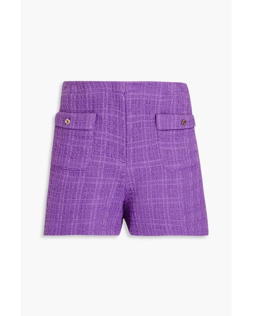 Maje Purple Shorts aus baumwoll-tweed mit zierknöpfen