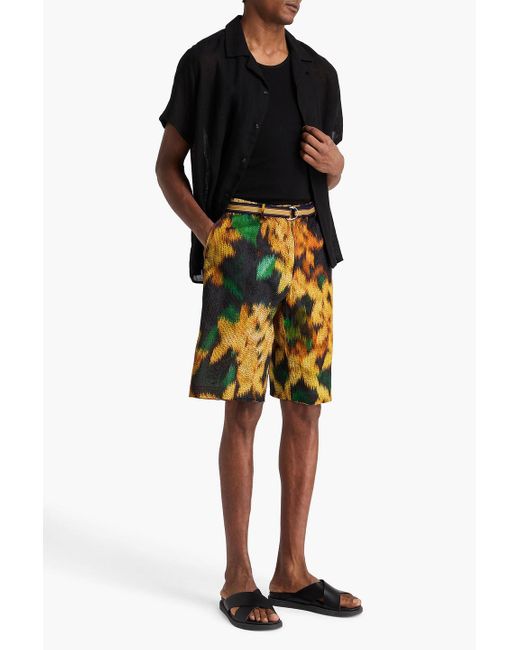 Dries Van Noten Bedruckte shorts aus crêpe mit tunnelzug und stickereien in Orange für Herren