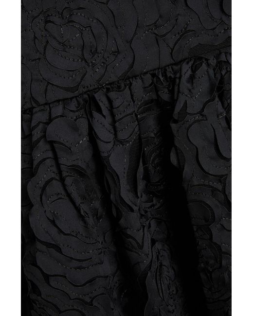Stine Goya Black Laser-Cut Satin And Tulle Top