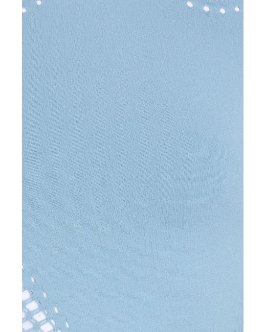 Mugler Blue Laser-Cut Stretch-Jersey Mini Dress