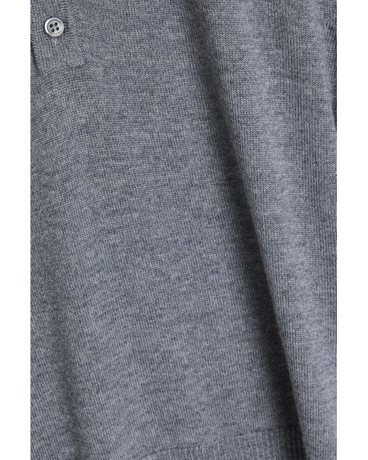 Thom Browne Gray Mélange Striped Merino Wool Polo Sweater for men